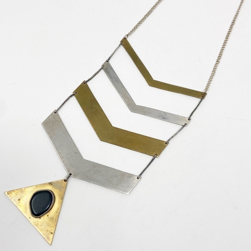 Chevron Arrow Stack Gold Silver Statement Necklace - image 3